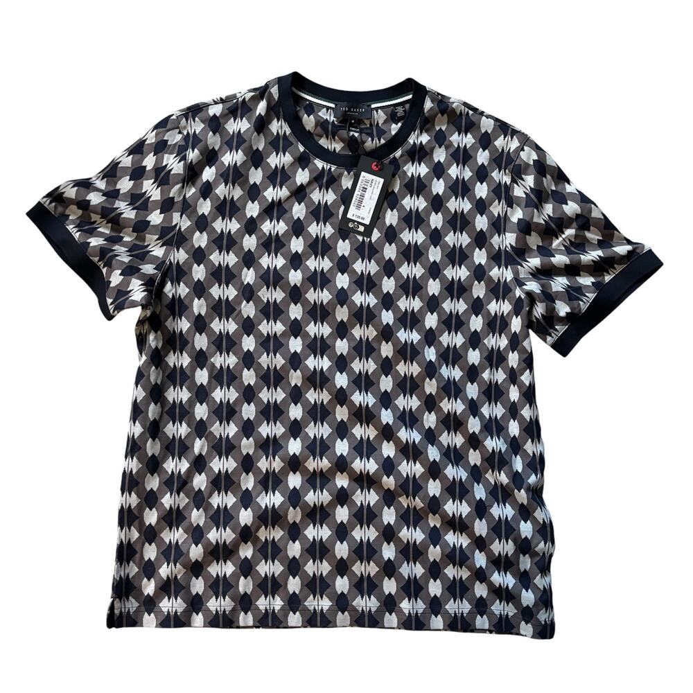TED BAKER Joaa Geo Jacquard Short Sleeve Sweater T Shirt Size Large Ted Baker 4